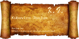 Kubovics Ibolya névjegykártya